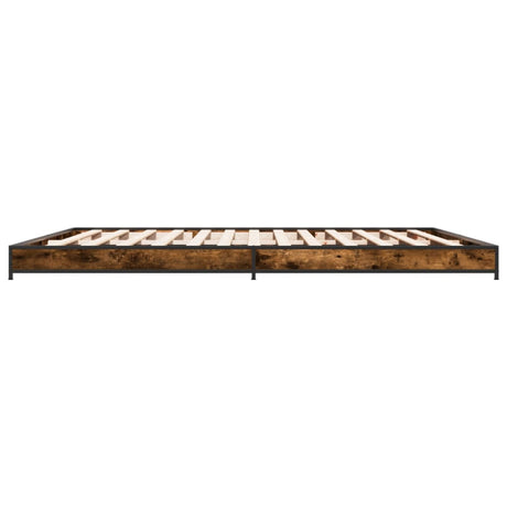 Bedframe bewerkt hout metaal gerookt eikenkleurig 200x200 cm