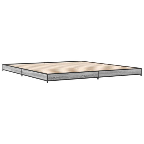 Bedframe bewerkt hout metaal grijs sonoma eiken 200x200 cm