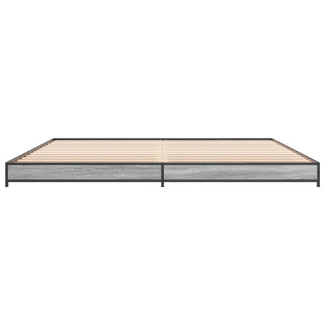 Bedframe bewerkt hout metaal grijs sonoma eiken 200x200 cm