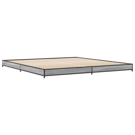 Bedframe bewerkt hout metaal grijs sonoma eiken 200x200 cm
