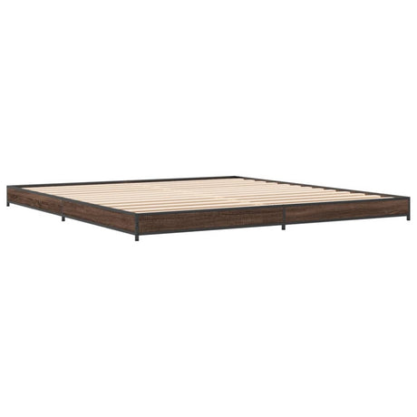 Bedframe bewerkt hout metaal bruin eikenkleur 200x200 cm