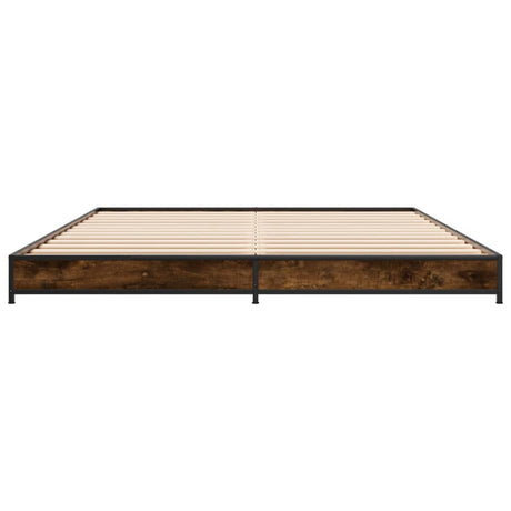 Bedframe bewerkt hout metaal gerookt eikenkleurig 150x200 cm
