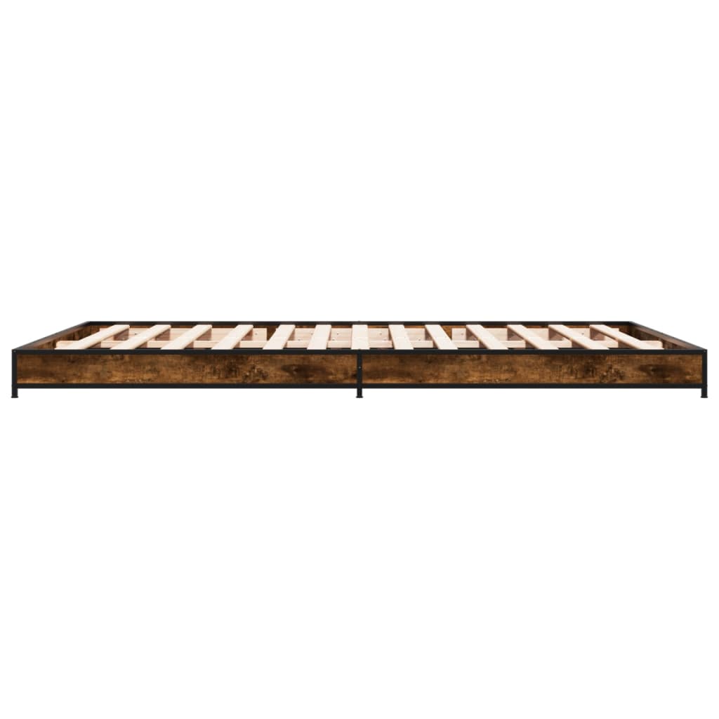 Bedframe bewerkt hout metaal gerookt eikenkleurig 150x200 cm