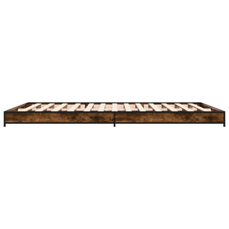 Bedframe bewerkt hout metaal gerookt eikenkleurig 150x200 cm