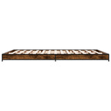 Bedframe bewerkt hout metaal gerookt eikenkleurig 140x190 cm