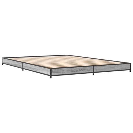 Bedframe bewerkt hout metaal grijs sonoma eiken 140x190 cm