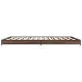 Bedframe bewerkt hout metaal bruin eikenkleur 140x190 cm