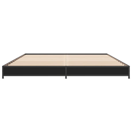Bedframe bewerkt hout metaal zwart 135x190 cm
