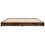 Bedframe bewerkt hout metaal gerookt eikenkleurig 135x190 cm