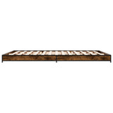 Bedframe bewerkt hout metaal gerookt eikenkleurig 135x190 cm
