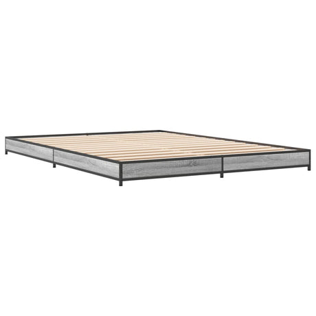 Bedframe bewerkt hout metaal grijs sonoma eiken 135x190 cm