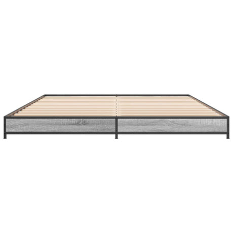 Bedframe bewerkt hout metaal grijs sonoma eiken 135x190 cm