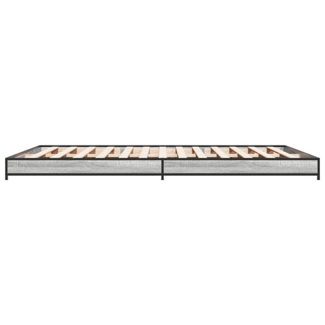 Bedframe bewerkt hout metaal grijs sonoma eiken 135x190 cm