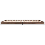 Bedframe bewerkt hout metaal bruin eikenkleur 135x190 cm