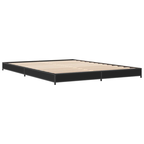 Bedframe bewerkt hout metaal zwart 120x190 cm