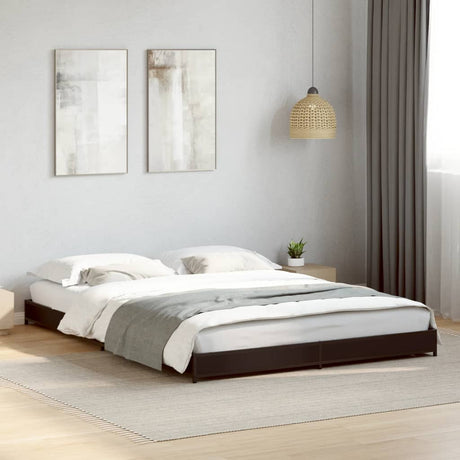 Bedframe bewerkt hout metaal zwart 120x190 cm