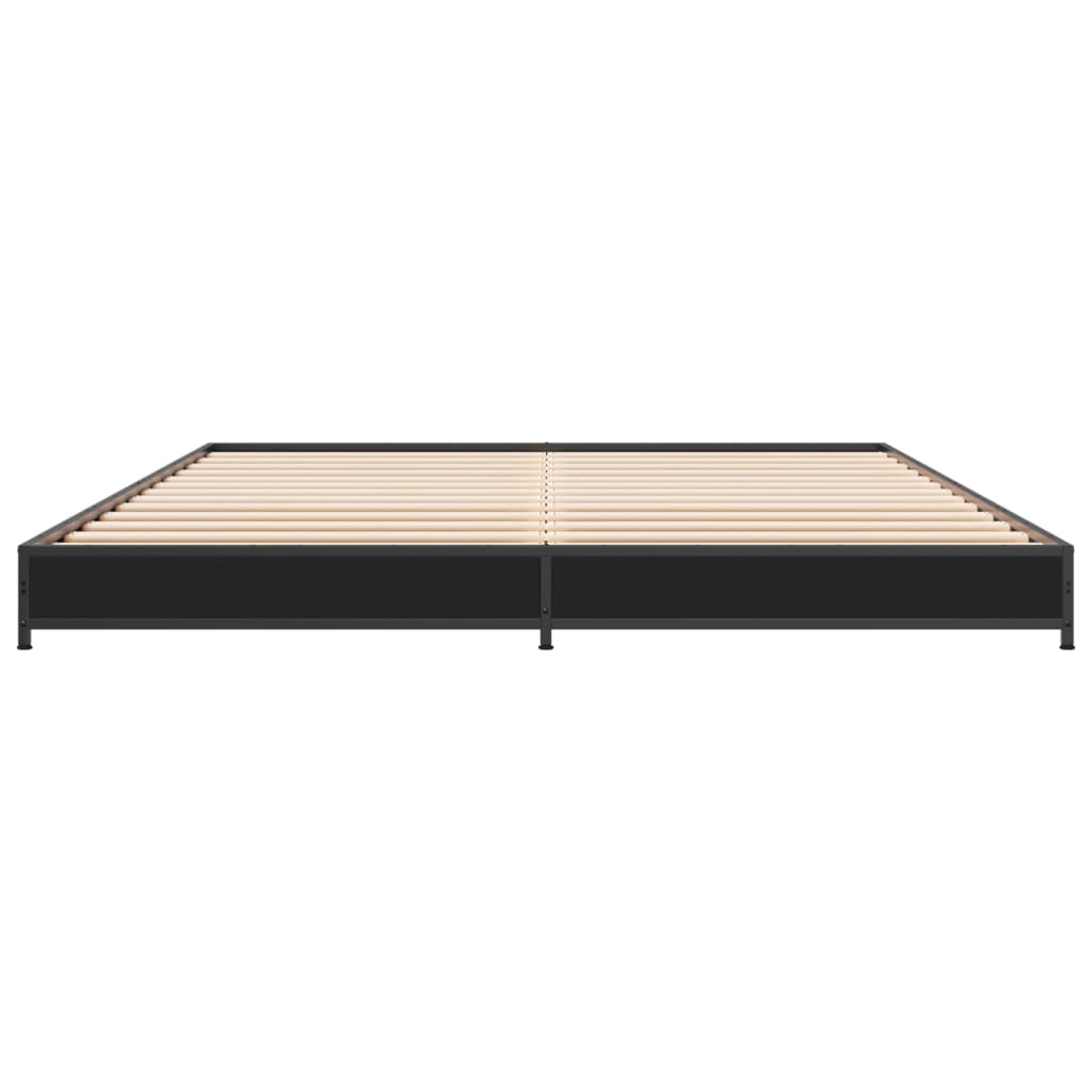 Bedframe bewerkt hout metaal zwart 120x190 cm