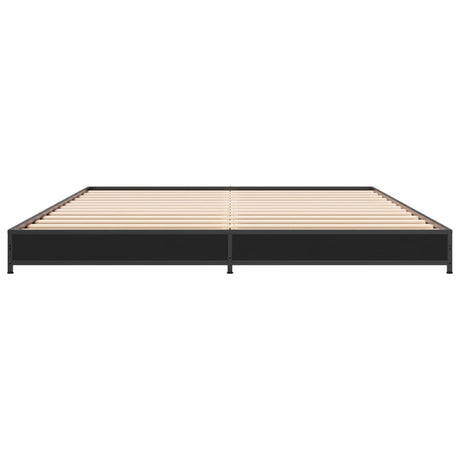 Bedframe bewerkt hout metaal zwart 120x190 cm