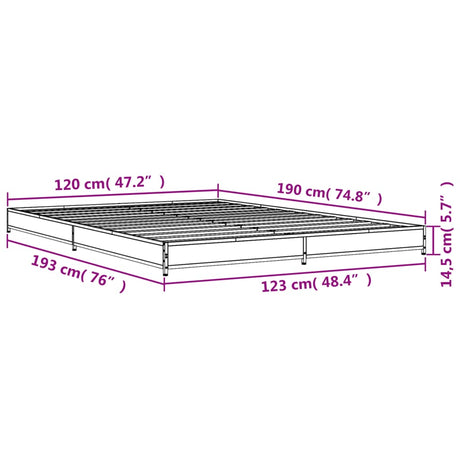Bedframe bewerkt hout metaal zwart 120x190 cm