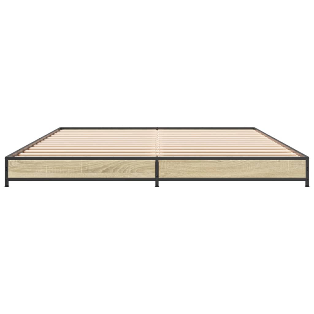 Bedframe bewerkt hout metaal sonoma eikenkleurig 120x190 cm