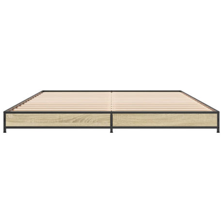 Bedframe bewerkt hout metaal sonoma eikenkleurig 120x190 cm