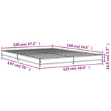 Bedframe bewerkt hout metaal sonoma eikenkleurig 120x190 cm