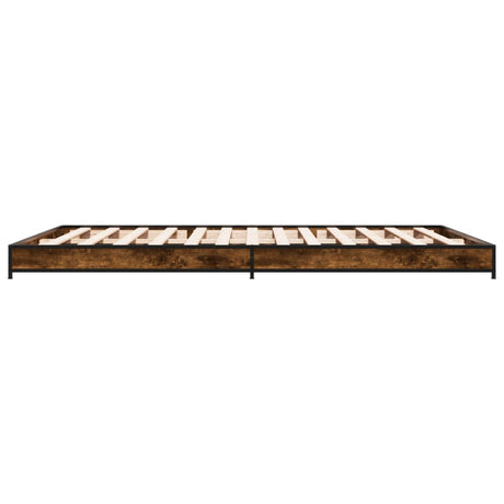 Bedframe bewerkt hout metaal gerookt eikenkleurig 120x190 cm