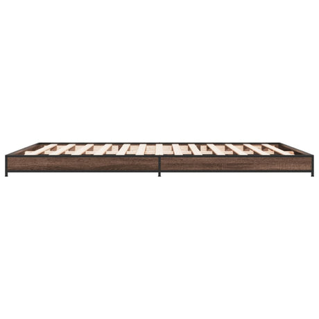 Bedframe bewerkt hout metaal bruin eikenkleur 120x190 cm