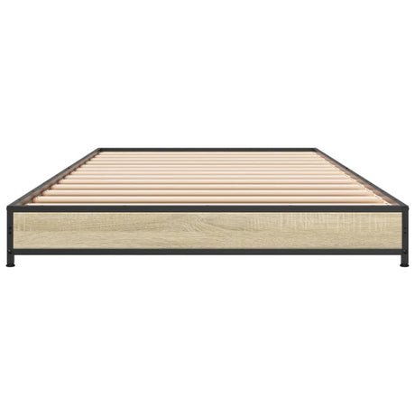Bedframe bewerkt hout en metaal sonoma eikenkleurig 100x200 cm