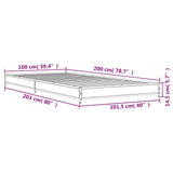 Bedframe bewerkt hout en metaal gerookt eikenkleurig 100x200 cm