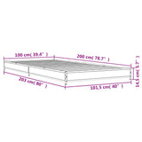 Bedframe bewerkt hout en metaal grijs sonoma eiken 100x200 cm