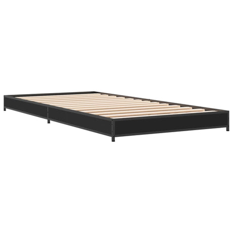 Bedframe bewerkt hout en metaal zwart 90x200 cm