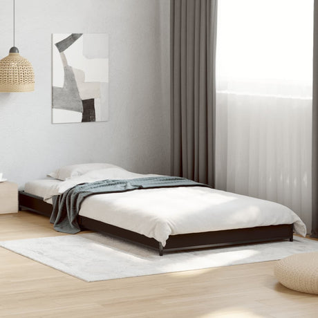 Bedframe bewerkt hout en metaal zwart 90x200 cm