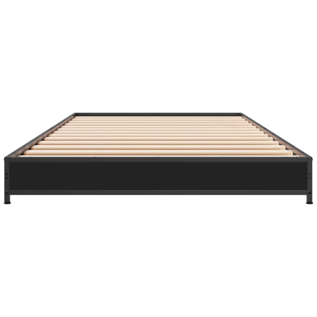 Bedframe bewerkt hout en metaal zwart 90x200 cm