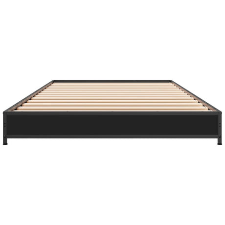Bedframe bewerkt hout en metaal zwart 90x200 cm