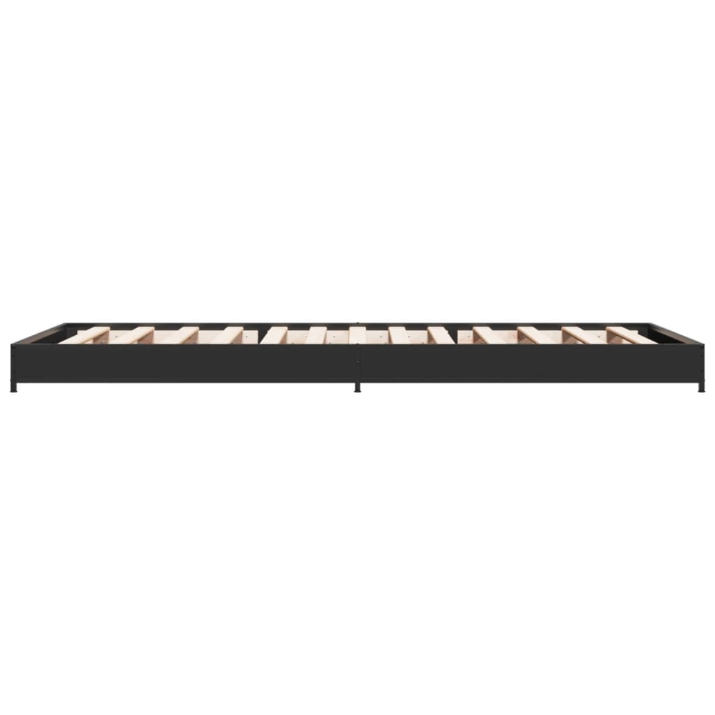 Bedframe bewerkt hout en metaal zwart 90x200 cm