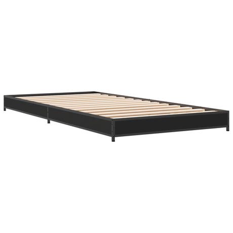 Bedframe bewerkt hout en metaal zwart 90x200 cm