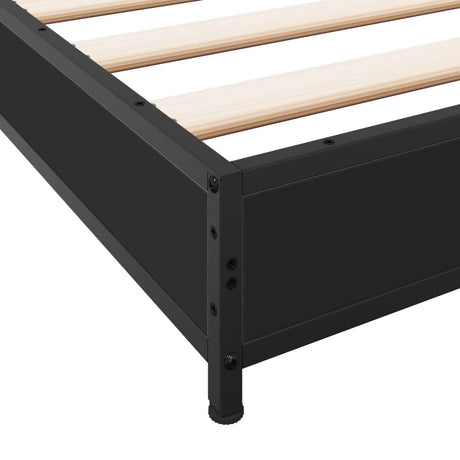 Bedframe bewerkt hout en metaal zwart 90x200 cm
