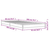Bedframe bewerkt hout en metaal gerookt eikenkleurig 90x200 cm