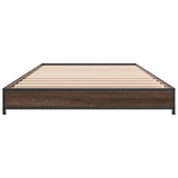 Bedframe bewerkt hout en metaal bruin eikenkleurig 90x200 cm