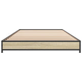 Bedframe bewerkt hout en metaal sonoma eikenkleurig 90x190 cm