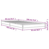 Bedframe bewerkt hout en metaal sonoma eikenkleurig 90x190 cm
