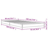 Bedframe bewerkt hout en metaal grijs sonoma eiken 90x190 cm