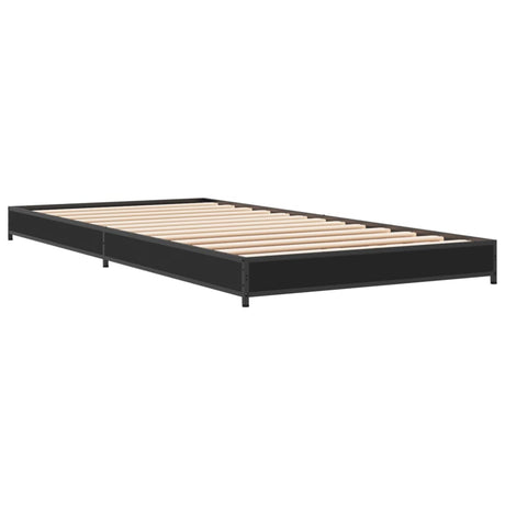 Bedframe bewerkt hout en metaal zwart 75x190 cm