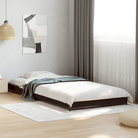 Bedframe bewerkt hout en metaal zwart 75x190 cm