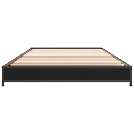 Bedframe bewerkt hout en metaal zwart 75x190 cm