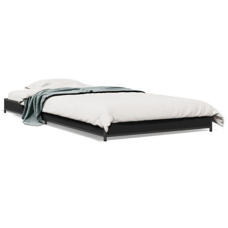 Bedframe bewerkt hout en metaal zwart 75x190 cm