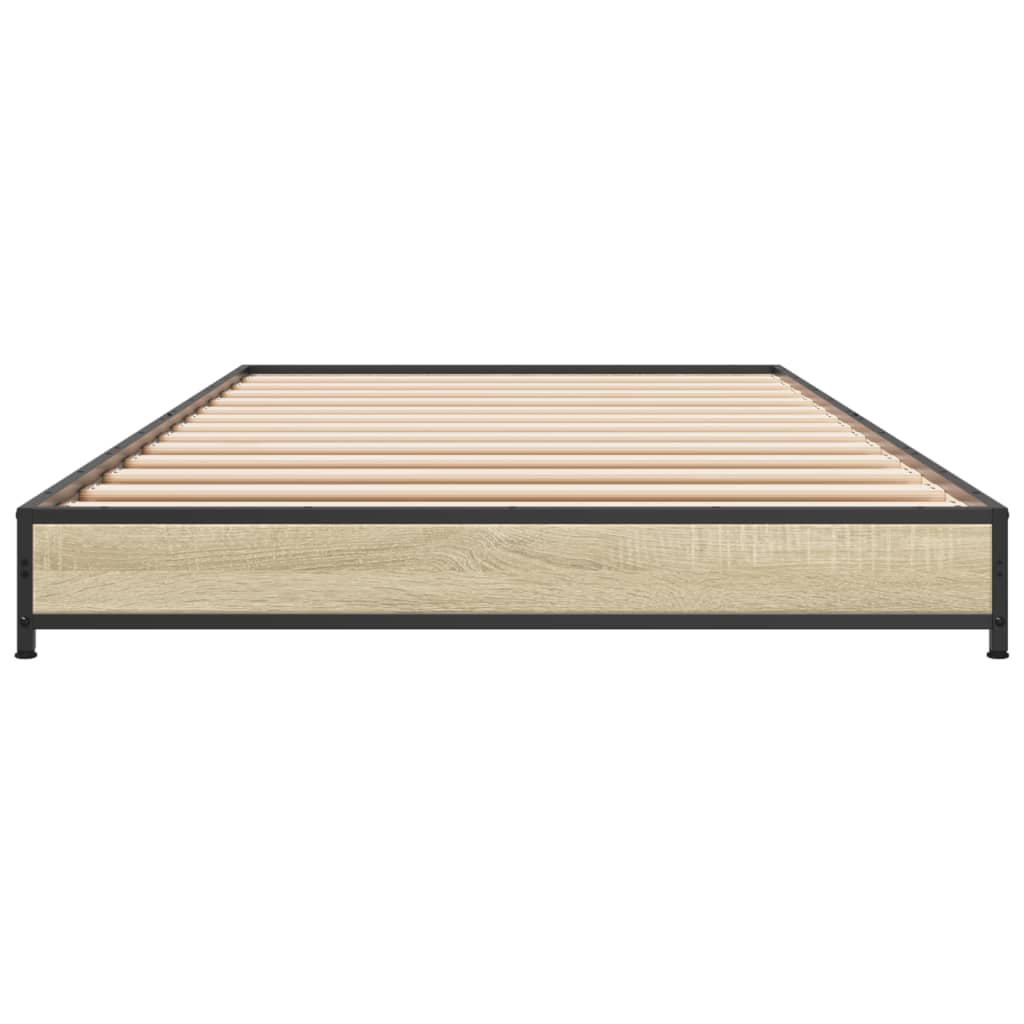 Bedframe bewerkt hout en metaal sonoma eikenkleurig 75x190 cm