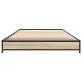 Bedframe bewerkt hout en metaal sonoma eikenkleurig 75x190 cm