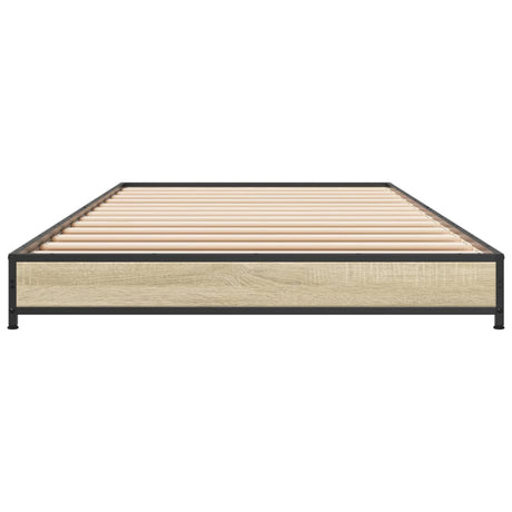 Bedframe bewerkt hout en metaal sonoma eikenkleurig 75x190 cm